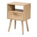 Emmett Mid-Century Modern Light Brown Finished Wood 1-Drawer End Table by Baxton Studio in Light Brown