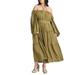 Plus Size Women's Tiered Ruffle Maxi Dress by ELOQUII in Olive Branch (Size 20)