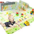 Antrect Baby Play Mat Reversible Foam Play Mat 200x180x1cm Foldable Play Mats for Floor Play Matt Baby Waterproof Baby Activity Playmat Large Padded Play Mat Soft Playmate for Babies