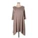 SJS Casual Dress - Mini Crew Neck 3/4 sleeves: Brown Dresses - Women's Size 1X