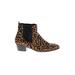 J.Crew Ankle Boots: Chelsea Boots Chunky Heel Boho Chic Brown Leopard Print Shoes - Women's Size 8 1/2 - Almond Toe