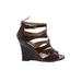 White House Black Market Wedges: Brown Print Shoes - Women's Size 7 - Open Toe