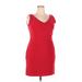 Frank Lyman Design Cocktail Dress - Sheath V Neck Sleeveless: Red Solid Dresses - Women's Size 18