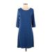 Hatley Casual Dress - A-Line Scoop Neck 3/4 sleeves: Blue Print Dresses - Women's Size Medium