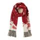 NEWNAN Warm Scarf Women Red Tassel Autumn And Winter Red Scarf Printing Long Snowflake Pattern Scarf (Color : Red, Size : One size)