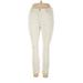 Lands' End Jeans - High Rise Skinny Leg Boyfriend: Ivory Bottoms - Women's Size 14 - Light Wash