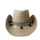 Cowboy Hats Hat Fashion Leather Hat For Men Women Leather Ribbon Large Brim Fedora Hat With Tassel Khaki