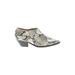 Schutz Ankle Boots: Slip-on Chunky Heel Boho Chic Ivory Snake Print Shoes - Women's Size 7 1/2 - Almond Toe