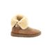 Ugg Australia Boots: Slip-on Wedge Boho Chic Tan Shoes - Women's Size 7 - Round Toe