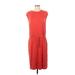 Banana Republic Factory Store Casual Dress Crew Neck Sleeveless: Red Print Dresses - Women's Size Small