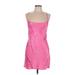 Zara Cocktail Dress - Mini Plunge Sleeveless: Pink Solid Dresses - Women's Size Medium