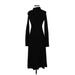 Zara Casual Dress - Midi Turtleneck Long sleeves: Black Solid Dresses - Women's Size Small