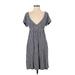 Gap Casual Dress - A-Line Plunge Short sleeves: Blue Polka Dots Dresses - Women's Size X-Small