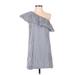 Abercrombie & Fitch Casual Dress - Mini One Shoulder Short sleeves: Gray Print Dresses - Women's Size X-Small