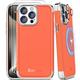 COOLQO Magnetic for iPhone 15 Pro Max Case 2X[Tempered Glass Screen Protector+Camera Lens Protectors] Shockproof Protective Phone Case for iPhone 15 Pro Max, Orange Silver