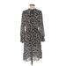 J.Crew Mercantile Casual Dress - Shirtdress Mock 3/4 sleeves: Black Floral Dresses - Women's Size Small