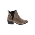 White Mountain Ankle Boots: Chelsea Boots Chunky Heel Casual Brown Shoes - Women's Size 9 - Almond Toe