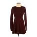 Express Casual Dress - Sweater Dress: Red Marled Dresses - Women's Size X-Small