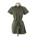 Ann Taylor LOFT Casual Dress - Shirtdress Collared Short sleeves: Green Print Dresses - Women's Size X-Small