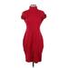 Cache Casual Dress - Party Turtleneck Short sleeves: Red Print Dresses - Women's Size 8