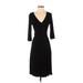 Patty Boutik Casual Dress - Midi: Black Solid Dresses - Women's Size Small