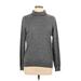 Calvin Klein Turtleneck Sweater: Gray Color Block Tops - Women's Size Large