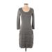 Calvin Klein Casual Dress - Sweater Dress Scoop Neck 3/4 sleeves: Gray Solid Dresses - Women's Size Small