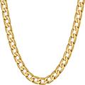 Beveled Cuban Link Curb Chain Necklaces 24k Real Gold Plated (3mm, 6mm & 9.5mm) (26 inches, 6mm, Gold)