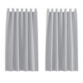 PONY DANCE Tab-Top Curtain Set of 2 Opaque Thermal Kitchen Curtains with Loops Blackout Curtains Children's Room Loop Curtains Short H 145 x W 140 cm Silver Grey
