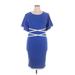 Shein Casual Dress - Bodycon Crew Neck Short sleeves: Blue Color Block Dresses - Women's Size 1X