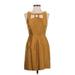 Maeve Cocktail Dress - A-Line Crew Neck Sleeveless: Gold Print Dresses - Women's Size 0
