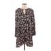 Lush Casual Dress - Mini Keyhole Long sleeves: Black Floral Dresses - Women's Size Medium