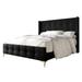 CraftPorch Luxurious Square Button-Tufted Wingback Velvet Upholstered Bed
