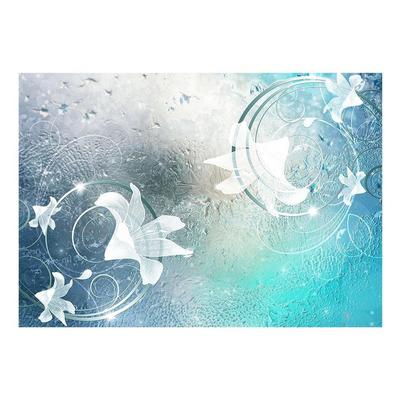 Peel & Stick Wall Mural - Flowers on Glass Blue - Removable Wallpaper
