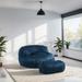 Modern Bean Bag Chair Faux fur Lazy Sofa, Footstool Durable Comfort Lounger High Back Bean Bag Chair Couch, Navy