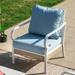 7-Seat Patio Conversation Set, 2/4 x Cushioned Metal Chair, 1 x 2-Seat Sofa,1 x 3-Seat Sofa with Marbling Coffee Table