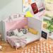 Twin/Full Size House Bed,Kids Bed with USB Ports,Storage Shelves and Blackboard