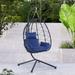 Egg Swing Chair with Stand, Steel Hanging Egg Chair for Indoor Outdoor Bedroom Patio Hanging Basket Chair Hammock Egg Chair