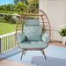 Oversized Wicker Egg Chair, Indoor Outdoor Patio Lounger with Cushions, Heavy-Duty Steel Frame Lounger for Backyard, Living Room