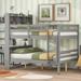 Solid Wood Bunk Beds with Bookcase Headboard, Safety Rail and Ladder