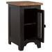 Rustic Farmhouse Chair Side End Table with Cabinet Door, Distressed Black