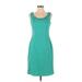 Kay Unger Casual Dress - Sheath Scoop Neck Sleeveless: Teal Print Dresses - Women's Size 2