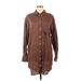 Gap Casual Dress Collared Long sleeves: Brown Solid Dresses - Women's Size Medium Tall