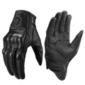 Gants de moto en cuir pour motocross anti-chute peau de mouton écran tactile rétro hiver vélo