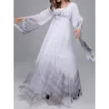 Costume de Fantôme Gothique Victorien pour Femme Robe de Barrage Blanc Cosplay d'Halloween Tenue