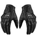 Gants de moto en cuir de mouton pour hommes coordonnants doigt complet anti-chute vintage