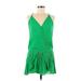 ViX Casual Dress - DropWaist Plunge Sleeveless: Green Print Dresses - Women's Size Medium