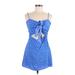 Olivaceous Casual Dress - A-Line Sweetheart Sleeveless: Blue Dresses - Women's Size Medium