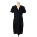 T Tahari Casual Dress - Sheath V Neck Short sleeves: Black Print Dresses - Women's Size 12