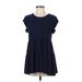 Blue Rain Casual Dress - DropWaist: Blue Solid Dresses - Women's Size Small